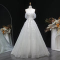 White 3D Floral Applique Sweetheart Ball Gown Wedding Dress SW629