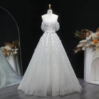 White 3D Floral Applique Sweetheart Ball Gown Wedding Dress SW629