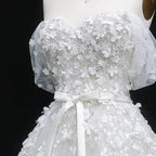 White 3D Floral Applique Sweetheart Ball Gown Wedding Dress SW629