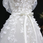 White 3D Floral Applique Sweetheart Ball Gown Wedding Dress SW629