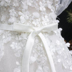 White 3D Floral Applique Sweetheart Ball Gown Wedding Dress SW629