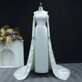 Luxury Minimalist Off Shoulder Wedding Dress with Overskirt SW516