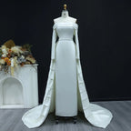 Luxury Minimalist Off Shoulder Wedding Dress with Overskirt SW516