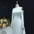 Luxury Minimalist Off Shoulder Wedding Dress with Overskirt SW516