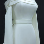 Luxury Minimalist Off Shoulder Wedding Dress with Overskirt SW516