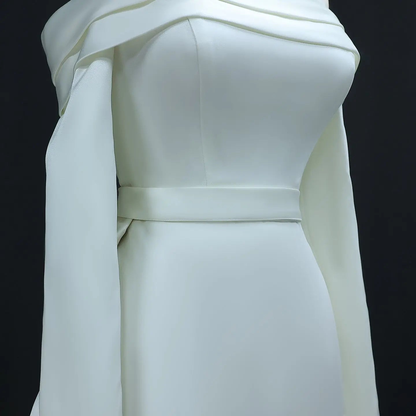 Luxury Minimalist Off Shoulder Wedding Dress with Overskirt SW516
