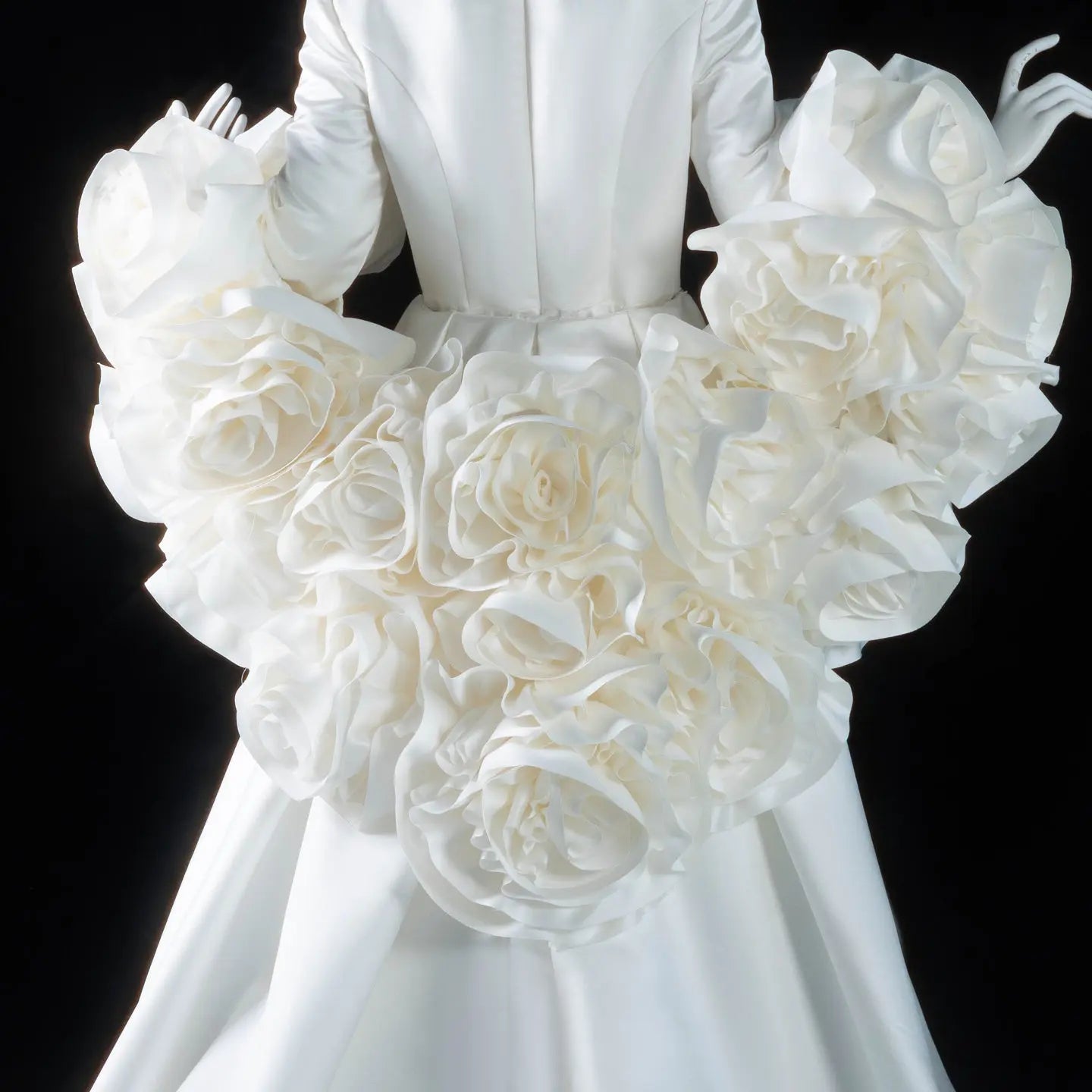 Ivory  Romantic A-Line Satin Wedding Dress 3D Rose Floral With Veil  SW661