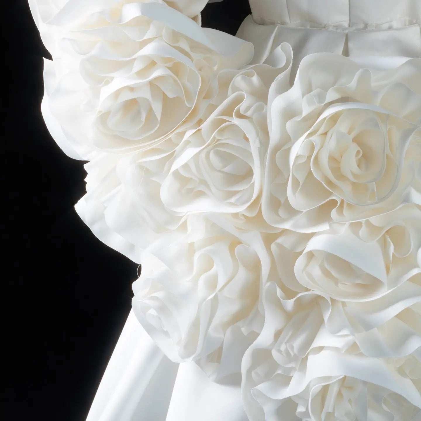 Ivory  Romantic A-Line Satin Wedding Dress 3D Rose Floral With Veil  SW661
