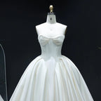 Luxury Sweetheart Satin Ball Gown Wedding Dress with Overskirt SW010