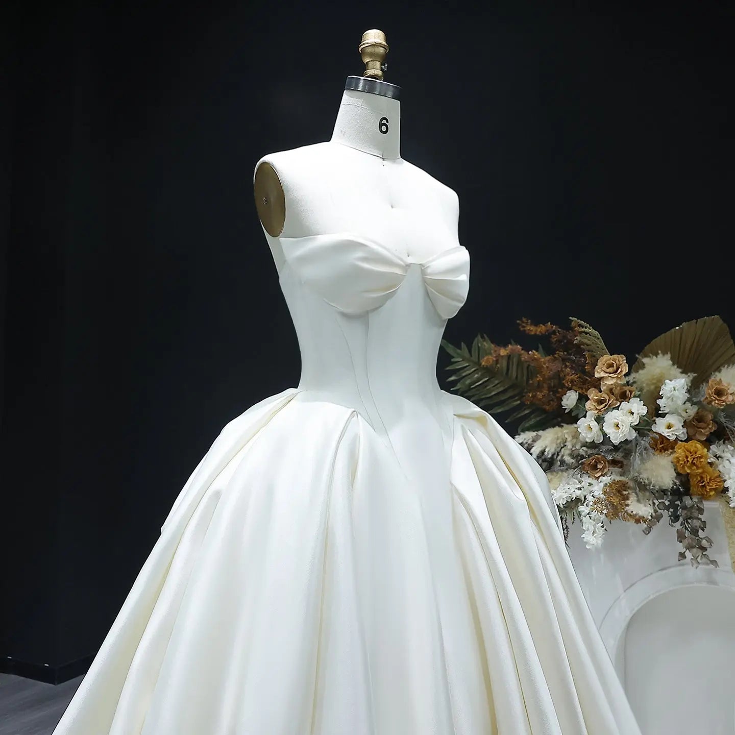 Luxury Sweetheart Satin Ball Gown Wedding Dress with Overskirt SW010