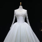 Classic Long Sleeve Lace Ball Gown Wedding Dress SW075