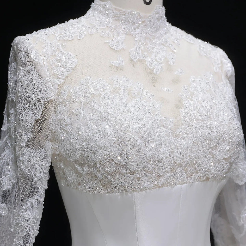 Classic Long Sleeve Lace Ball Gown Wedding Dress SW075