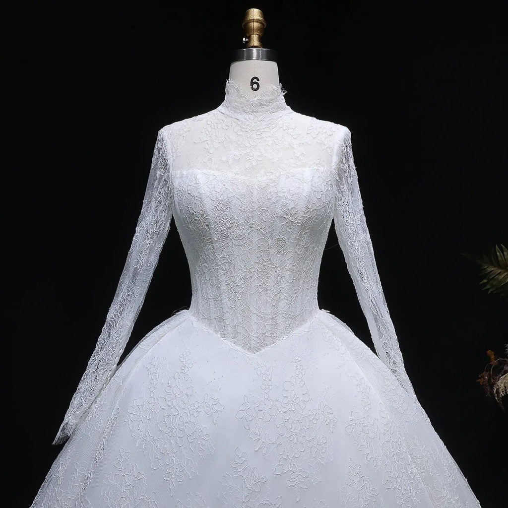 Luxury High Neck Lace Wedding Dress SW519