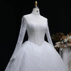 Luxury High Neck Lace Wedding Dress SW519