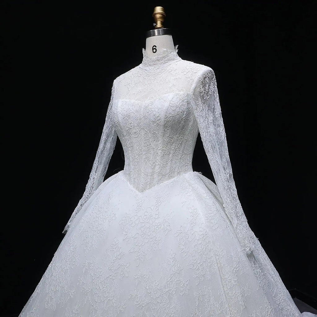 Luxury High Neck Lace Wedding Dress SW519