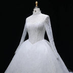 Luxury High Neck Lace Wedding Dress SW519