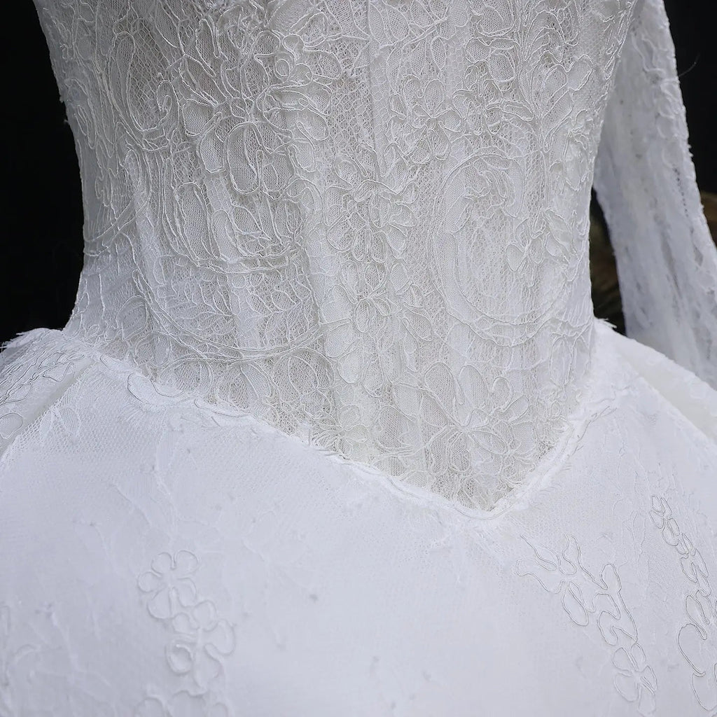 Luxury High Neck Lace Wedding Dress SW519