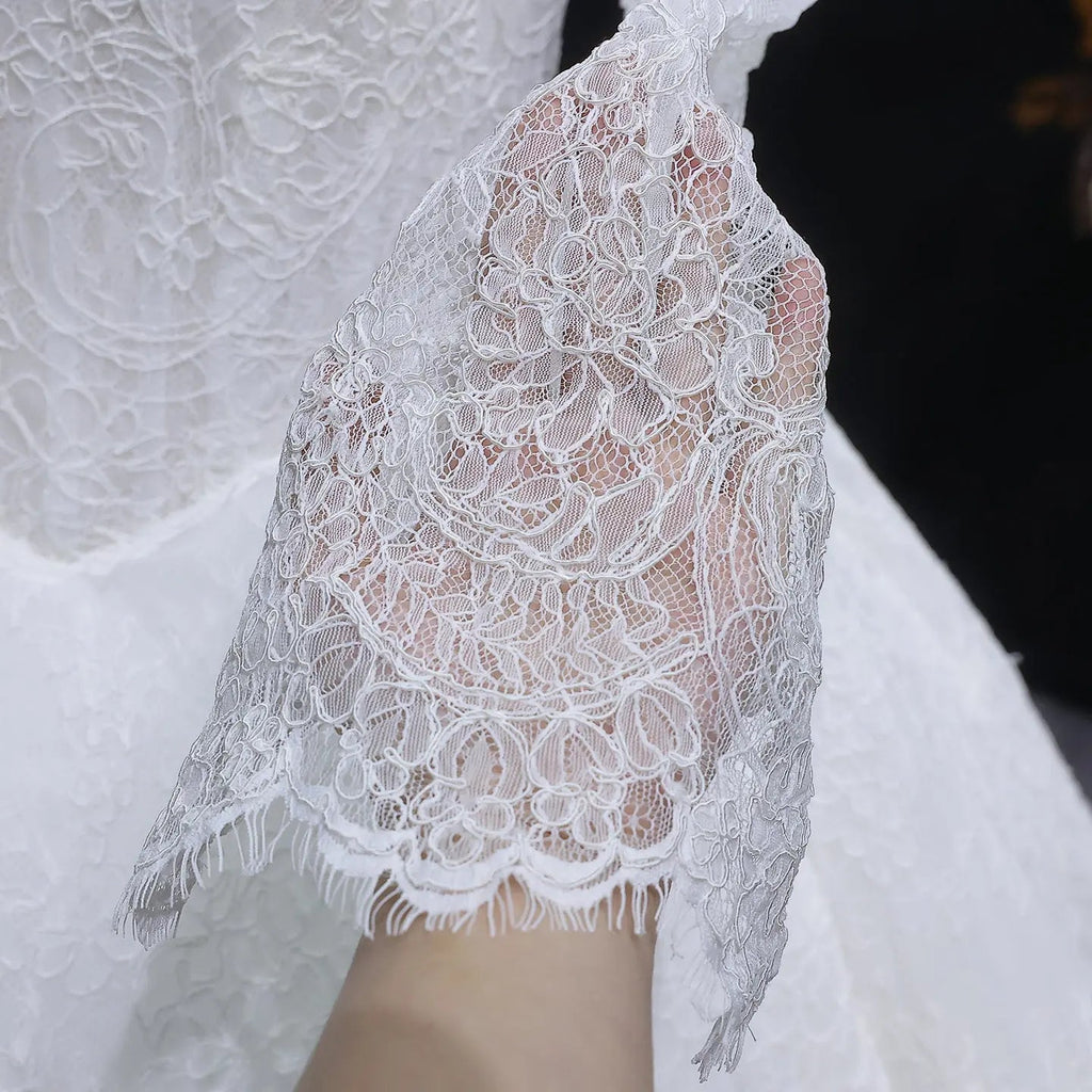 Luxury High Neck Lace Wedding Dress SW519