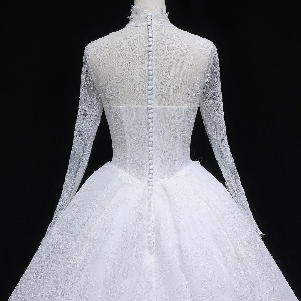 Luxury High Neck Lace Wedding Dress SW519