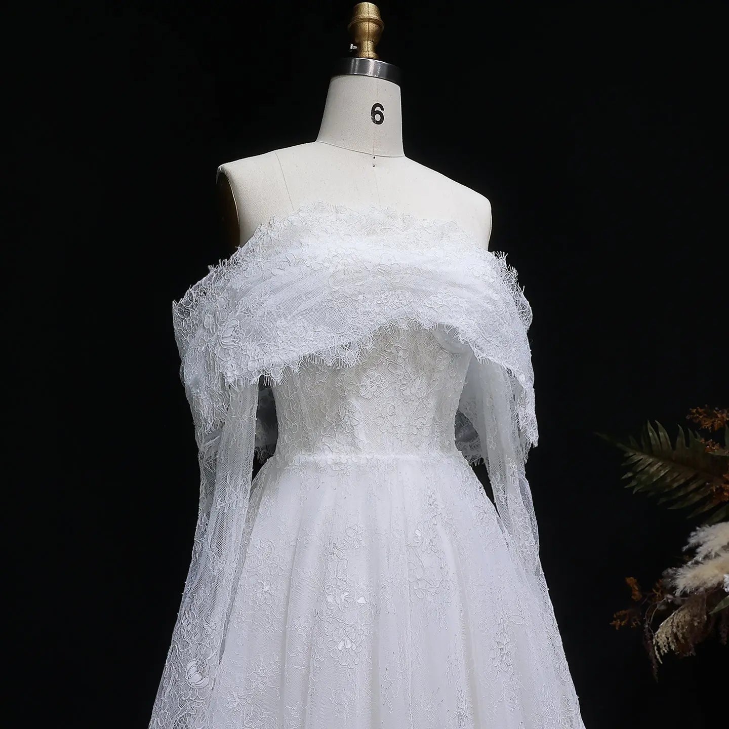 Luxury Off Shoulder Wedding Dress with Long Sleeves SW542