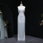 Luxury White Sequin Pearl Strapless Wedding Dress SW087