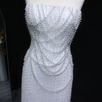 Luxury White Sequin Pearl Strapless Wedding Dress SW087