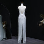 Luxury White Sequin Pearl Strapless Wedding Dress SW087