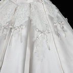 Off the Shoulder White Satin Ball Gown Wedding Dress with Long Cathedral Train SW675