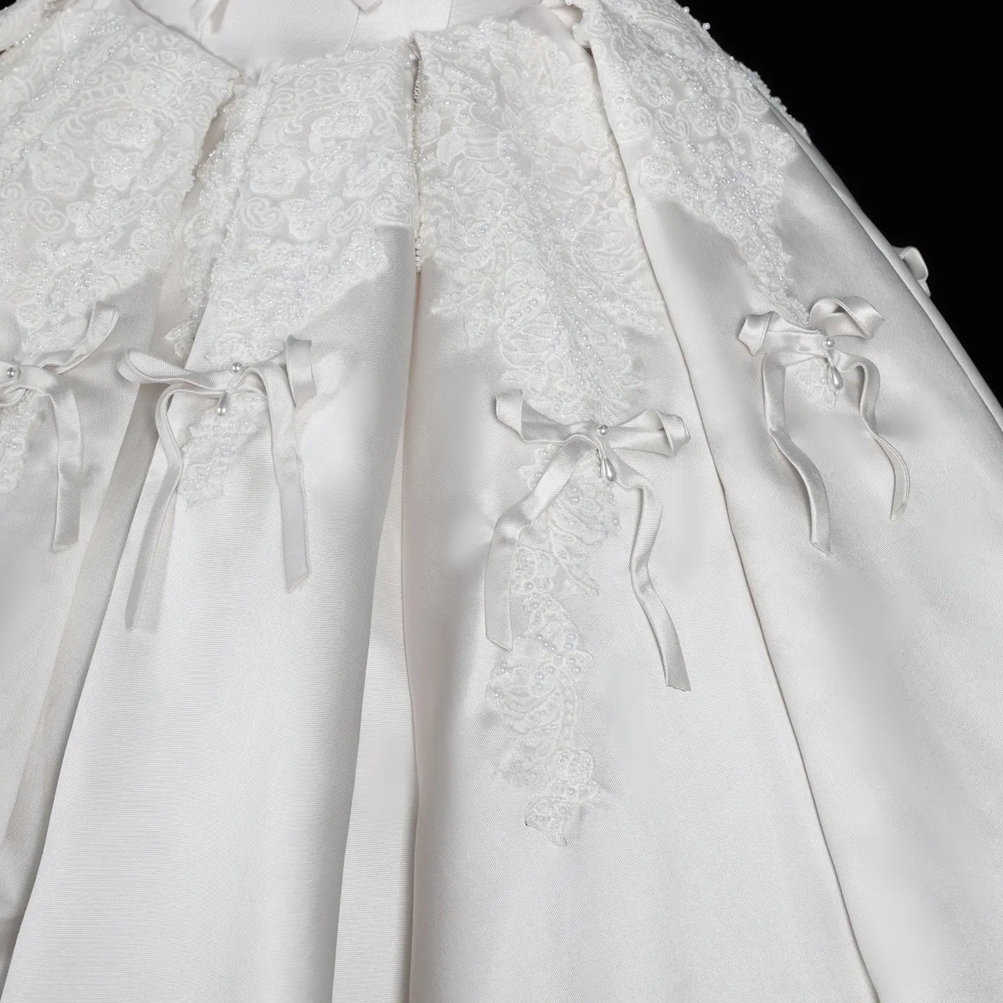 Off the Shoulder White Satin Ball Gown Wedding Dress with Long Cathedral Train SW675