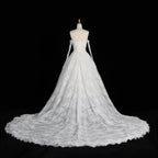 White Floral Lace Ball Gown Wedding Dress with Sweetheart Neckline and Detachable Long Sleeves SW677