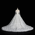White Lace Mermaid Wedding Dress Off the Shoulder with Detachable Train and Long Sleeves SW678