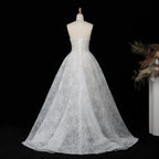 White Corset Strapless Lace Applique Tulle Bridal Ball Gown Wedding Dress SW611