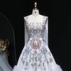Luxury White Off-Shoulder Diamond Ball Gown Wedding Dress with Cape SW522