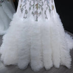 Luxury White Off-Shoulder Diamond Ball Gown Wedding Dress with Cape SW522
