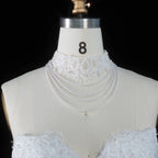 Luxury Ivory Strapless Lace Train Wedding Dress with Scarf SW166