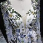 Luxury White Embroidery Long Sleeve Boho Train Wedding Dress SW641