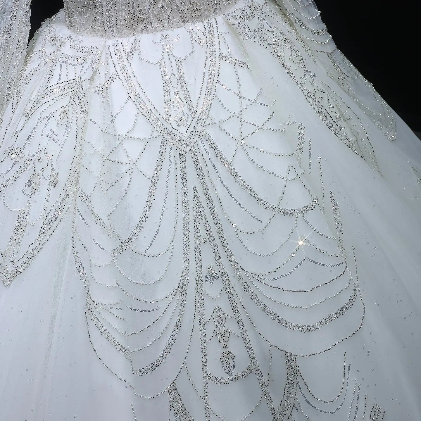 Luxury Beaded Long Sleeve Ball Gown Wedding Dress SW515