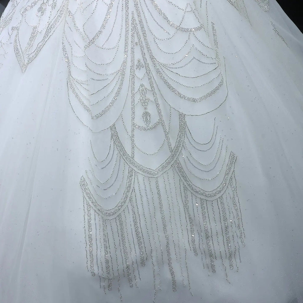 Luxury Beaded Long Sleeve Ball Gown Wedding Dress SW515