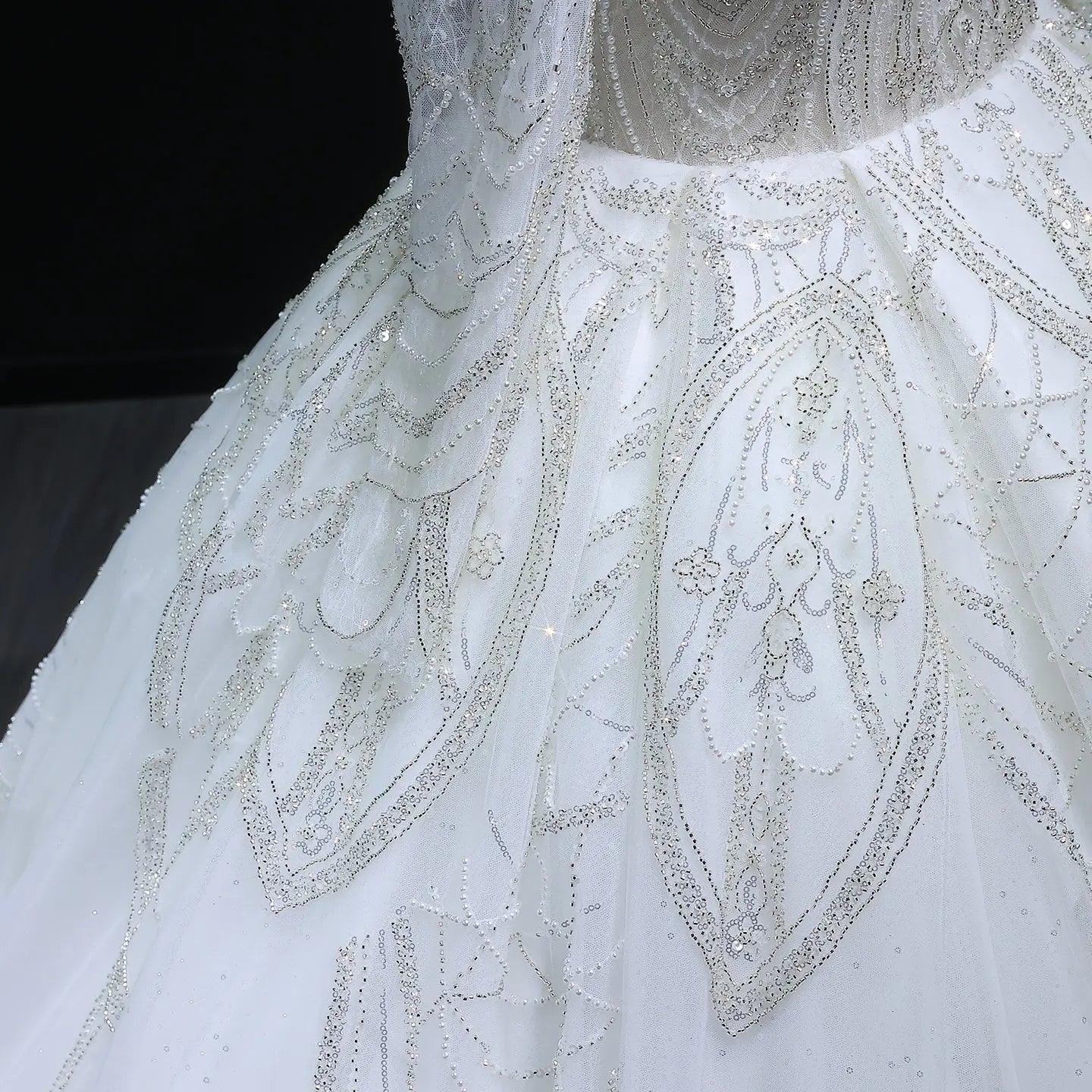 Luxury Beaded Long Sleeve Ball Gown Wedding Dress SW515