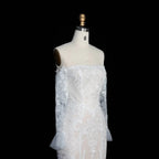 Off White  Lace Stunning Feminine Mermaid Wedding Dress Train  SW650