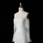 Off White  Lace Stunning Feminine Mermaid Wedding Dress Train  SW650