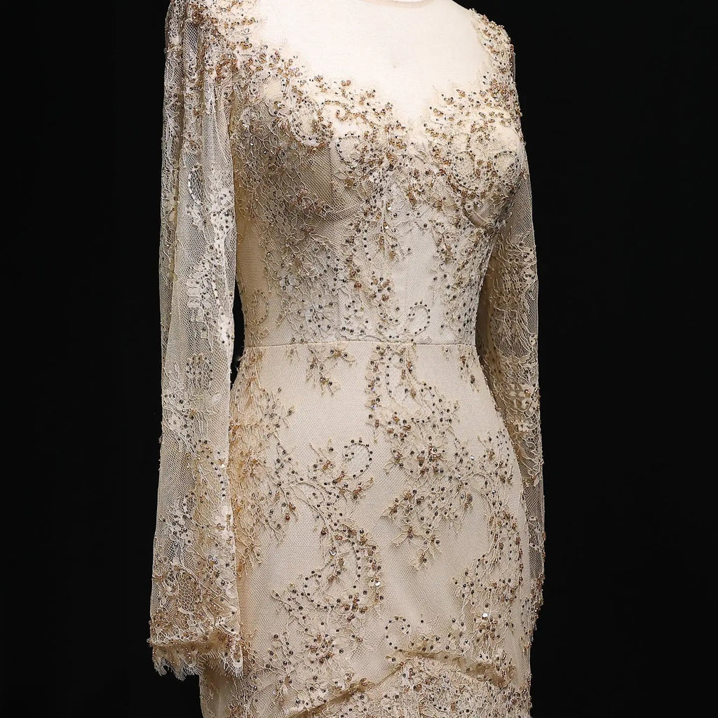 Glamorous Lace Long Sleeves Mermaid Wedding Dress SW122