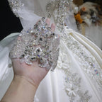 Luxury Satin 3D Floral Long Sleeve Embroidered Wedding Dress SW601