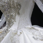 Luxury Satin 3D Floral Long Sleeve Embroidered Wedding Dress SW601
