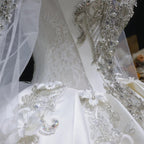 Luxury Satin 3D Floral Long Sleeve Embroidered Wedding Dress SW601