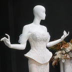 Luxury Ivory Off-the-Shoulder Lace Corset Tulle Train Wedding Dress SW126