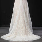 Luxury Ivory Off-the-Shoulder Lace Corset Tulle Train Wedding Dress SW126
