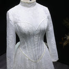 Luxury Pearl Long Sleeve Lace Wedding Dress SW514