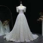 Luxury Beaded Puffy Lace Off Shoulder Wedding Dress SW038