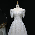Luxury Beaded Puffy Lace Off Shoulder Wedding Dress SW038